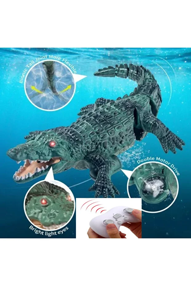 Uzaktan Kumandalı Timsah Suda Gidebilen Full Fonksiyon Timsah Oyuncağı 34 Cm
